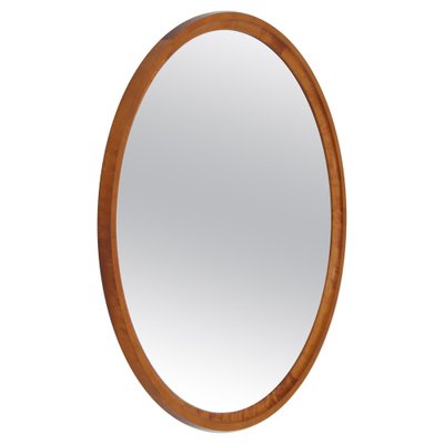 Flame Birch Round Mirror by Axel Larsson for Svenska Möbelfabriken, 1930s-WRF-1095150