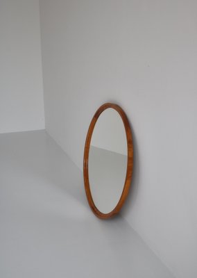 Flame Birch Round Mirror by Axel Larsson for Svenska Möbelfabriken, 1930s-WRF-1095150