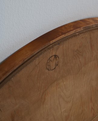 Flame Birch Round Mirror by Axel Larsson for Svenska Möbelfabriken, 1930s-WRF-1095150