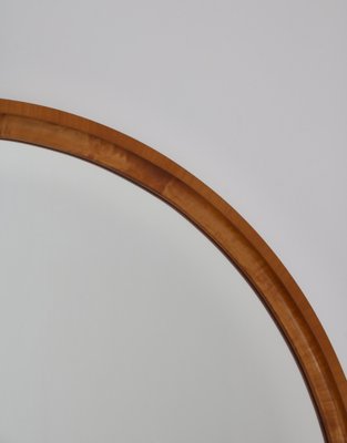 Flame Birch Round Mirror by Axel Larsson for Svenska Möbelfabriken, 1930s-WRF-1095150