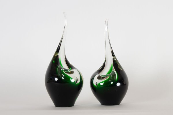 Flamingo Vases by Per Lütken for Holmegaard, 1961, Set of 2-WIX-751003