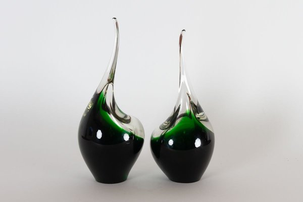 Flamingo Vases by Per Lütken for Holmegaard, 1961, Set of 2-WIX-751003