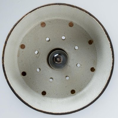 Flat Round Brown Ceramic Pendant Light, Denmark, 1970-VDW-1756148