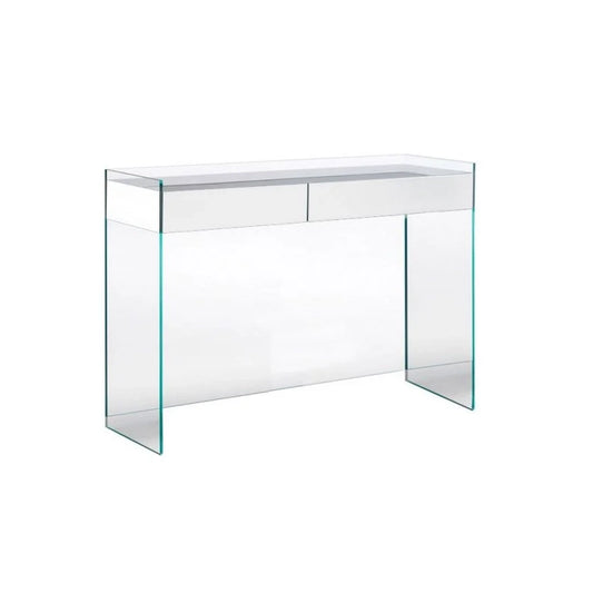 Float - Rectangular Crystal Console Table With 2 Drawers by Glas Italia