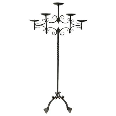 Floor Candleholder in Wrought Iron-UCH-1224429