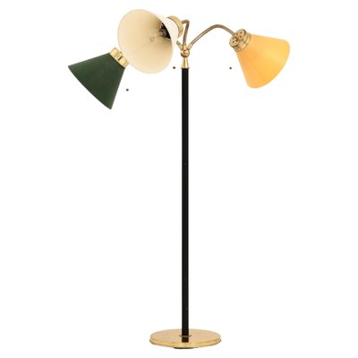 Floor Lamp in Brass, Black Metal and Original Shades attributed to Josef Frank, 1938-SC-1819610