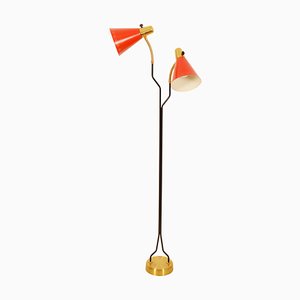 Floor Lamp in Brass & Lacquered Metal by Eskilstuna Elektro Fabriks Ab, 1960s-AX-1704654