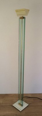 Floor Lamp in Glass, Brass and Lacquered Metal-BA-1365632