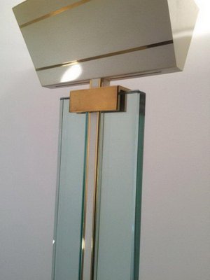 Floor Lamp in Glass, Brass and Lacquered Metal-BA-1365632