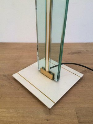 Floor Lamp in Glass, Brass and Lacquered Metal-BA-1365632