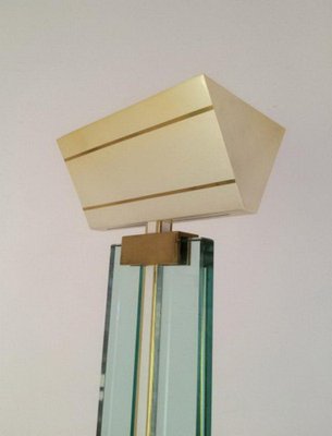 Floor Lamp in Glass, Brass and Lacquered Metal-BA-1365632