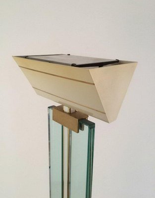 Floor Lamp in Glass, Brass and Lacquered Metal-BA-1365632