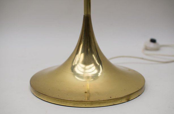 Floor Lamp in Gold with Large Glass Shade & Gold Details on Trumpet Base, 1970s-KQB-987781