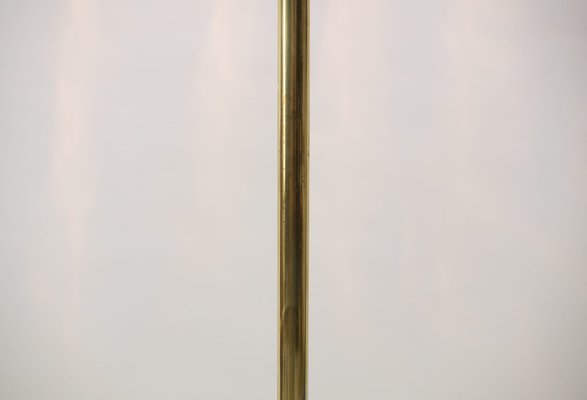 Floor Lamp in Gold with Large Glass Shade & Gold Details on Trumpet Base, 1970s-KQB-987781