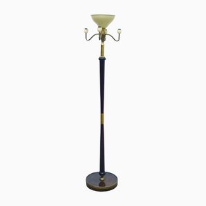 Floor Lamp in Mahogany & Brass, 1950s-HS-1389734