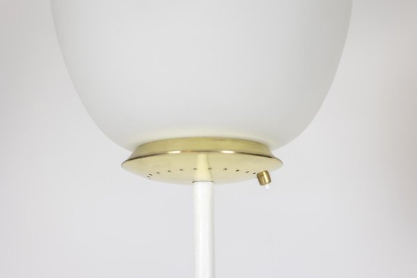 Floor Lamp in Opaline Glass, Lacquered Metal and Gilt Brass, 1950s-CEJ-1792699