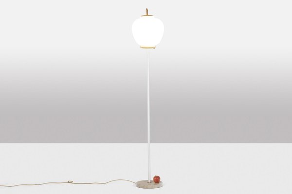 Floor Lamp in Opaline Glass, Lacquered Metal and Gilt Brass, 1950s-CEJ-1792699