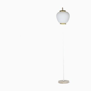 Floor Lamp in Opaline Glass, Lacquered Metal and Gilt Brass, 1950s-CEJ-1792699