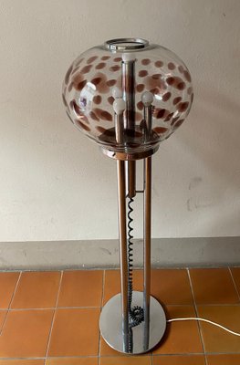 Floor Lamp in Steel and Murano Glass attributed to Mazzega, Italy, 1960s-TKR-1703285