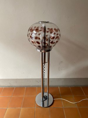 Floor Lamp in Steel and Murano Glass attributed to Mazzega, Italy, 1960s-TKR-1703285