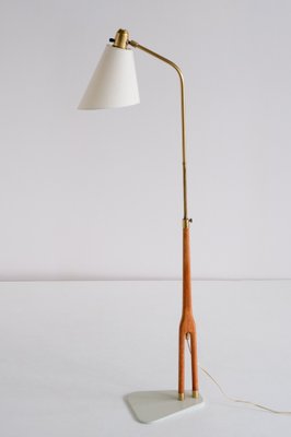 Floor Lamp in Teak and Brass by Hans Bergström for ASEA, Sweden, 1950s-FMT-989850