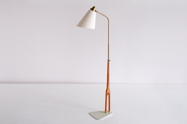 Floor Lamp in Teak and Brass by Hans Bergström for ASEA, Sweden, 1950s-FMT-989850