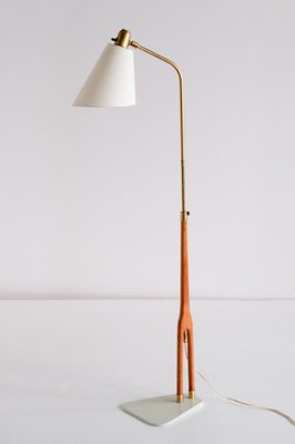 Floor Lamp in Teak and Brass by Hans Bergström for ASEA, Sweden, 1950s-FMT-989850