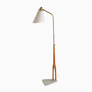 Floor Lamp in Teak and Brass by Hans Bergström for ASEA, Sweden, 1950s-FMT-989850