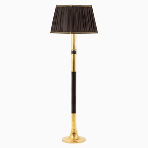 Floor Lamp in Wood and Gilt Brass, 1970s-CEJ-673408