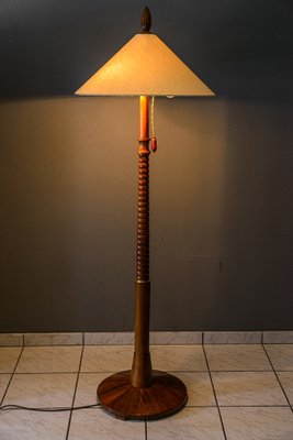 Floor Lamp in Wood with Fabric Shade, Vienna, 1950s-SPD-1723146