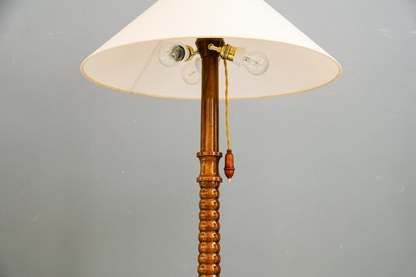 Floor Lamp in Wood with Fabric Shade, Vienna, 1950s-SPD-1723146