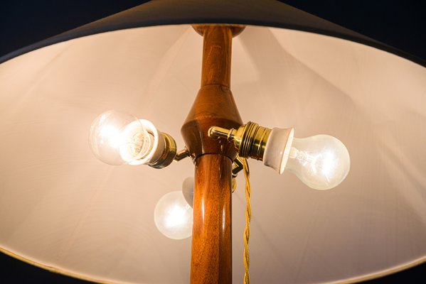 Floor Lamp in Wood with Fabric Shade, Vienna, 1950s-SPD-1723146