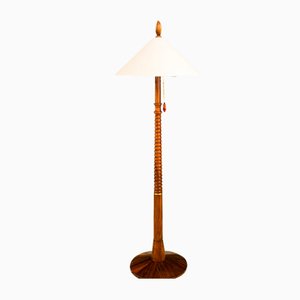 Floor Lamp in Wood with Fabric Shade, Vienna, 1950s-SPD-1723146