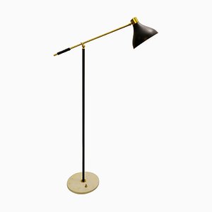 Floor Lamp Marble Base and a Brass Arm from Stilnovo, 1950s-FGA-922592