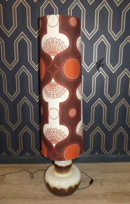 Floor Lamp with Ceramic Base and Space Age Shade, 1970s-AFE-965061