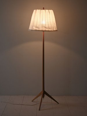 Floor Lamp with Fabric Lampshade, 1960s-QWP-2042813