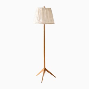 Floor Lamp with Fabric Lampshade, 1960s-QWP-2042813