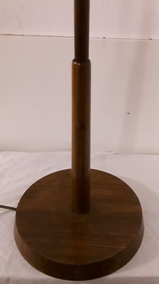 Floor Lamp with Teak Base & Beige Wool Shade, 1970s-HOI-847055