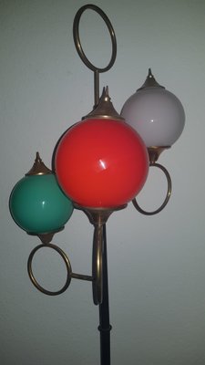 Floor Lamp with Three Colored Glass Bodies on Marble Base from Stilnovo, 1960s-QDP-796691