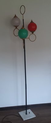 Floor Lamp with Three Colored Glass Bodies on Marble Base from Stilnovo, 1960s-QDP-796691