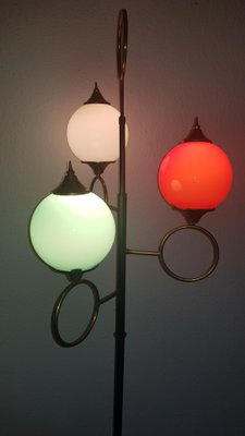 Floor Lamp with Three Colored Glass Bodies on Marble Base from Stilnovo, 1960s-QDP-796691