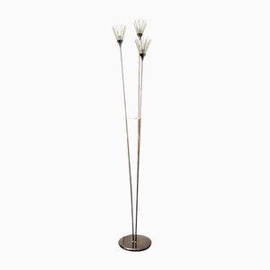 Floor Lamp with Three Metal Lights and Rifle Cane Finish, Italy, 1980s-VCV-992751