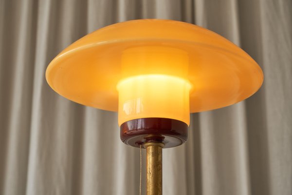 Floor Lamps in Bamboo, Patinated Brass and Yellow Glass, 1920s, Set of 2-FEW-2024191