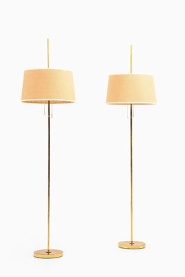 Floor Lamps in Brass and Original Lamp Shades attributed to Hans-Agne Jakobsson, 1950s-SC-2039392