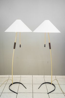 Floor Lamps with Wood Handle by Rupert Nikoll, 1950s, Set of 2-SPD-1772463