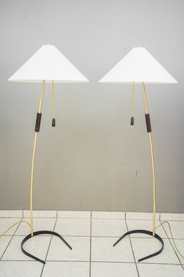 Floor Lamps with Wood Handle by Rupert Nikoll, 1950s, Set of 2-SPD-1772463