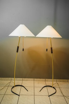 Floor Lamps with Wood Handle by Rupert Nikoll, 1950s, Set of 2-SPD-1772463