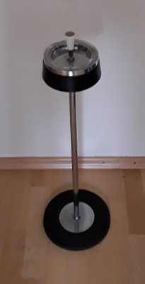 Floorstanding Ashtray in Black Metal & Chrome, 1970s-HOI-1413714