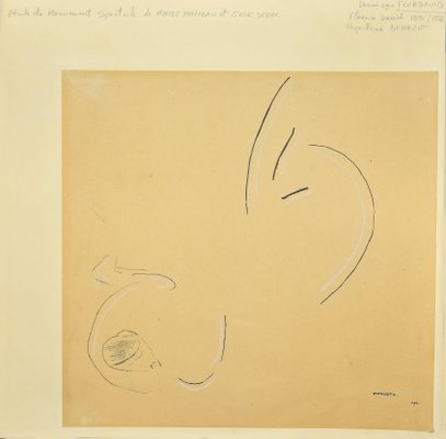 Flor David, Étoile de Moment, 1952, Original Black China Ink and Pencil Drawing-ZCI-783261