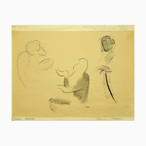 Flor David, Le Manteau, 1952, Original Black China Ink and Pencil Drawing-ZCI-783267